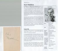 Karl Malden signed 5x4 album page. Karl Malden (born Mladen George Sekulovich; March 22, 1912 – July