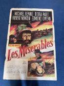 Les Miserables colour Movie Poster from 1952 Starring Michael Rennie. 20th century Fox. NSS number