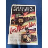 Les Miserables colour Movie Poster from 1952 Starring Michael Rennie. 20th century Fox. NSS number