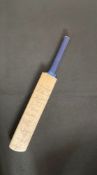 A Mini Cricket Bat Signed by 12 Ex England cricketers. The signatures on the bat are of: Graham