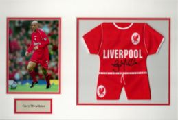 Gary McAllister Signed Presentation Mount. Includes Coloured Photo and Mini Replica signed Liverpool