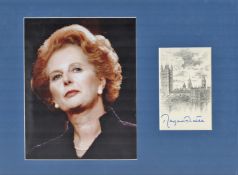 Former Prime Minister, Margaret Thatcher matted 16x12 signature piece featuring a colour