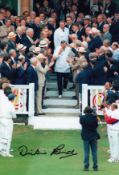 Autographed Dickie Bird 12 X 8 Photo - Col, Depicting The Famed Umpire Walking Out At Lords For