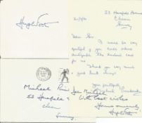 Politics Sir Hugh Foot signed card, note on letter and mailing envelope. Hugh Foot's career in the