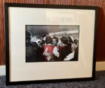 Arsenal Legend Frank McLintock MBE Hand signed 12x8 Colourised Photo in Frame measuring 20. 5x17.