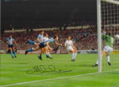 Football Keith Houchen signed 16x12 colour print pictured scoring for Coventry against Tottenham