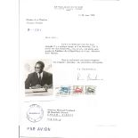 Politics Niger PM Diori Hamani signed to back of small portrait photo with letter and mailing