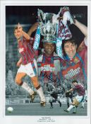 Football Dean Saunders signed 16x12 Aston Villa colour montage print. Good condition. All autographs