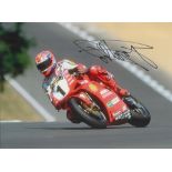 Motor Racing Carl Fogarty signed 16x12 colour photo pictured in action for Ducati in World
