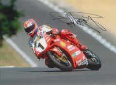 Motor Racing Carl Fogarty signed 16x12 colour photo pictured in action for Ducati in World