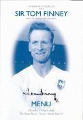 English Football Legend Sir Tom Finney Personally Signed Dinner Menu from 9/3/06 at Preston North