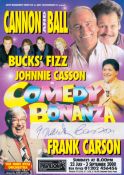 Fantastic TV Entertainment Collection of 3 Signatures inc Frank Carson on Advertising Promo Sheet,