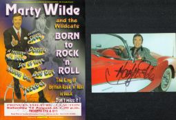 Marty Wilde signed 6x4 colour postcard and a signed Princess Theatre Clacton Rock 'n' Roll promo