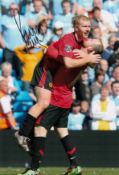Autographed Paul Scholes 12 X 8 Photo - Col, Depicting The Man United Midfielder Being Held Aloft By