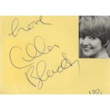 Singer Cilla Black signed 5x4 album page. Priscilla Maria Veronica White OBE (27 May 1943 – 1 August