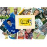 Top Flight Football Collection of 14 Fantastic Signatures on Photos, 1 Trading Card and 1 Ticket