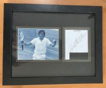 Tennis Ilie Nastase Personally Signed Signature piece with a 6x5 black and white photo in a wood