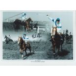 Horse Racing Bob Champion signed 16x12 colour montage print pictured winning the Grand National on