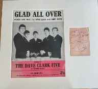 Dave Clark Five `15x14 mounted signature piece includes multi signed album page and Glad All Over