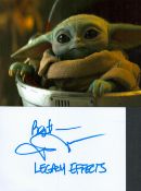 John Rosengrant signed 6 x 4 white card, signed in blue sharpie pen. Special Effects Artist John