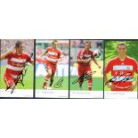 Bayern Munich Collection of 4 Signed Colour Promo Cards. Signatures include Lukas Podolski, Miroslav