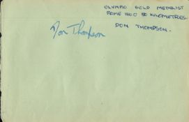 Don Thompson 1960 Olympic Legend signed 6x4 album page. Donald James Thompson MBE (20 January 1933 –