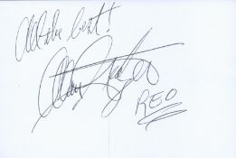 Alan Gratzer signed 6 x 4 white card, signed in black biro. REO Speedwagon drummer Alan Gratzer