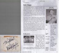 Entertainer Bob Hope signed 4x4 album page. Leslie Townes Bob Hope KBE KC*SG (May 29, 1903 – July