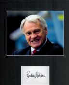 Bobby Robson Former Newcastle and England Manager Signed 16 X 12 Presentation Mount. Includes