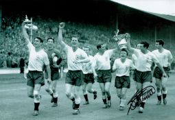 Bobby Smith signed Tottenham Hotspur 1961 FA Cup Final black and white photo. Robert Alfred Smith (