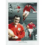 Rugby Phil Bennett signed 16x12 Wales and British Lions colourised montage print. Good condition.