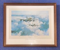 World War II Signed Print titled The Lancaster VCs by Robert Taylor. Signed by Bill Reid VC and