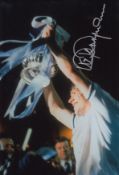 Autographed Steve Perryman 12 X 8 Photo - Col, Depicting The Tottenham Captain Holding Aloft The