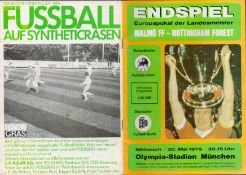 German Vintage Football Programme Showing Malmo FF V Notts Forrest on 30th May 1979 at the Olympia-