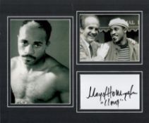 Boxing Lloyd Honeyghan 12x10 mounted signature piece includes signed album page and two black and