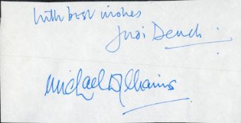 Judi Dench and Michael Williams signed 5x3 white album page. Good condition. All autographs come