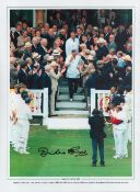 Cricket Dickie Bird signed 16x12 colour print. Good condition. All autographs come with a