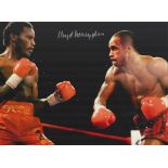 Boxing Lloyd Honeyghan signed 16x12 colour photo pictured during his shock victory over Don Curry in