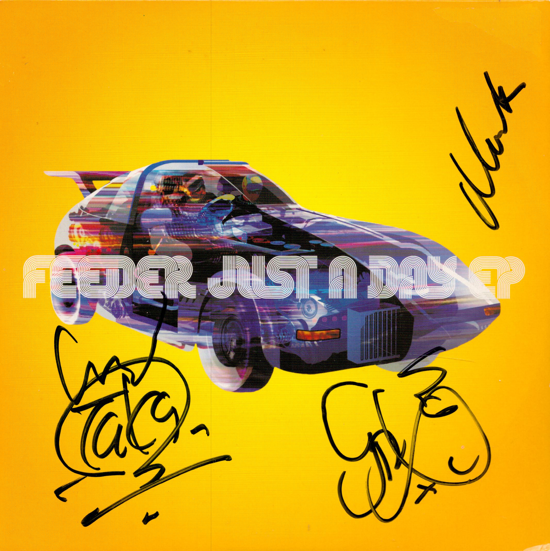 Feeder Band Multi Signed 'Just a Day' Vinyl Sleeve With Vinyl included. Signed by Grant Nicholas,