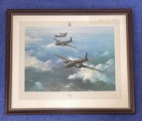World War II Signed Print Titled Wellington by Robert Taylor. Signed by WW2 Dambuster Bill