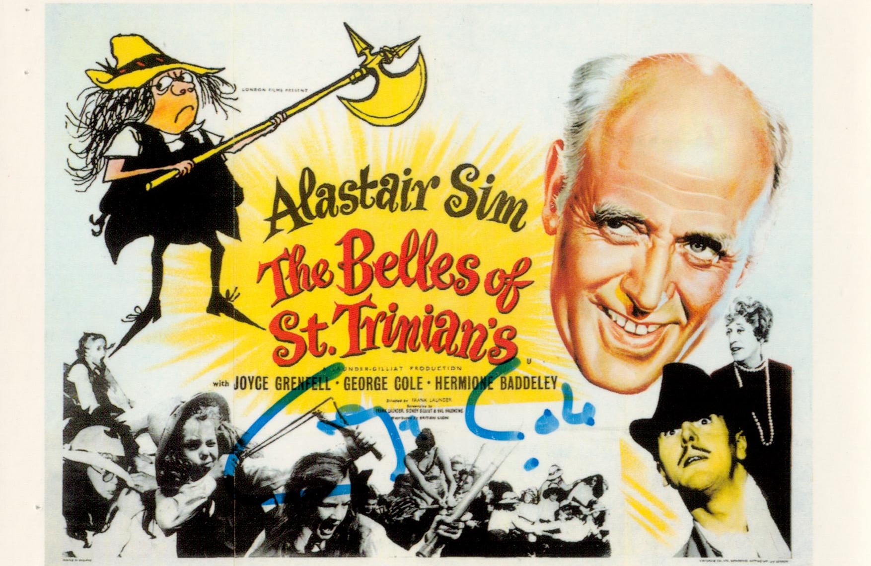 George Cole signed The Belles of St Trinians 6x4 promo post card. Good condition. All autographs