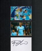 Fernandinho Manchester City Signed 16 X 12 Presentation Mount. Includes 2 Coloured Photos And Signed