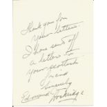 Actor Edmund Hockridge hand written letter to a fan. Edmund James Arthur Hockridge (9 August