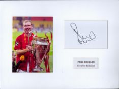 Paul Scholes Manchester United Signed 11 X 15 Presentation Mount. Includes Coloured Photo And Signed