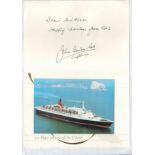 Captain John Burton Hall signed Christmas card. Card is attached to paper. Good condition. All