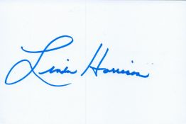 Linda Harrison signed 6 x 4 white card, signed in blue sharpie pen. American actress Linda