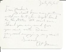 Music Art Farmer hand written on small card. Arthur Stewart Farmer (August 21, 1928 – October 4,