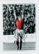 Football Gordon Hill signed 16x12 colourised print pictured celebrating while playing for Manchester