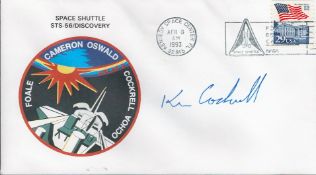 Kenneth Cockrell signed first day cover. Portraying the badge for the Space Shuttle Discovery