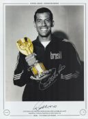 Football, Carlos Alberto double signed 16x12 Autographed Editions colourised photograph picturing